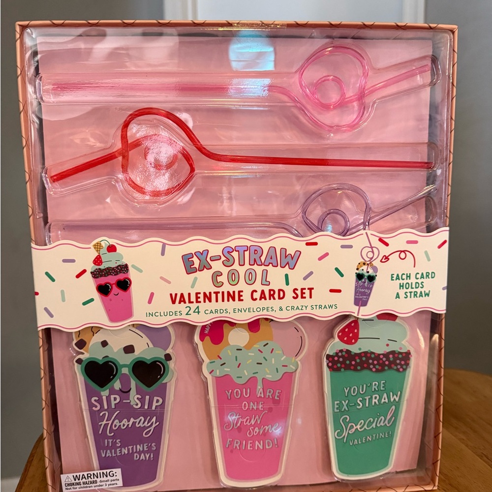 Ex-Straw Cool Valentine Card Set with Crazy Straws